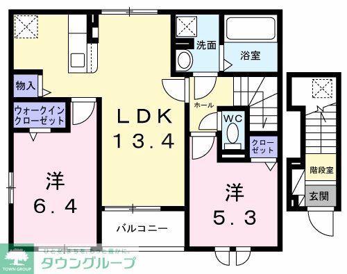 ヴァン リュミエール(2LDK/2階)の間取り写真