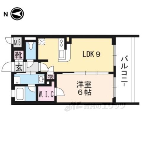 近鉄京都線 東寺駅 徒歩4分 7階建 築14年(1LDK/1階)の間取り写真