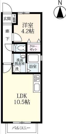 ロワイヤルII(1LDK/2階)の間取り写真