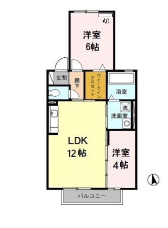 リヴェール野口(2LDK/2階)の間取り写真