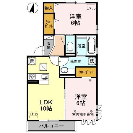 LYS BLANC(2LDK/1階)の間取り写真