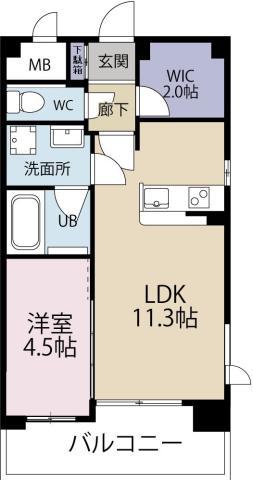 PROUD-Gかちどき橋一丁目(1LDK/3階)の間取り写真