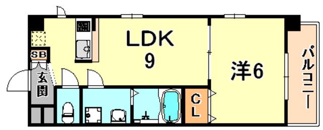 ソレイユ六甲II(1LDK/3階)の間取り写真