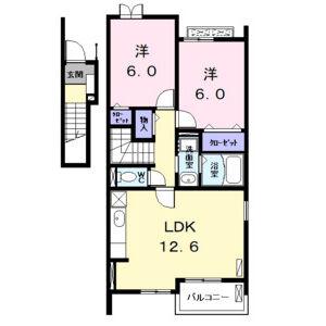 リヴィエールT(2LDK/2階)の間取り写真
