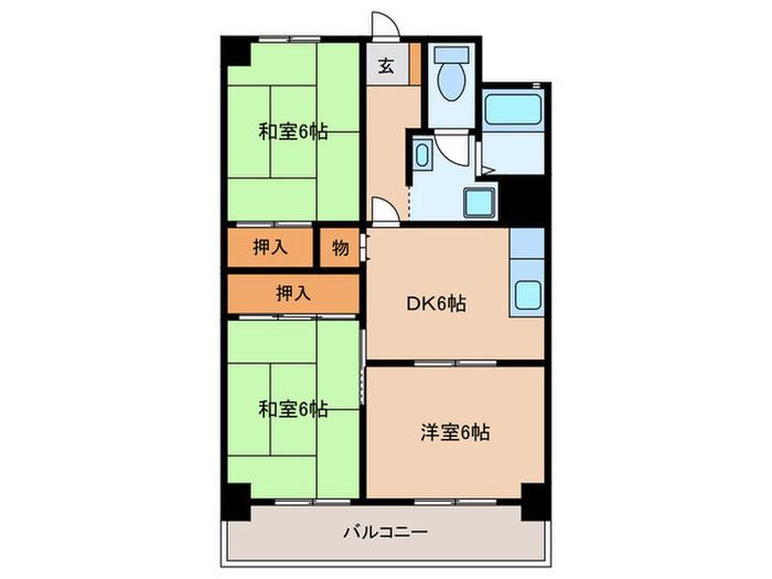 ハイツなかむら(3DK/3階)の間取り写真