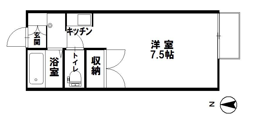 プレジール久安(1K/1階)の間取り写真