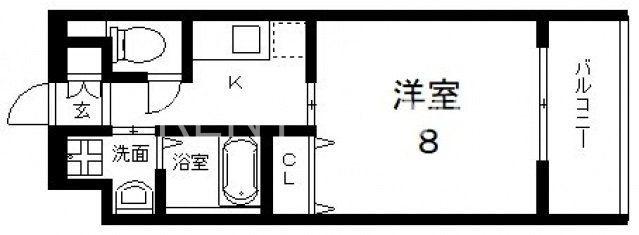 AMABILE布施(1K/2階)の間取り写真