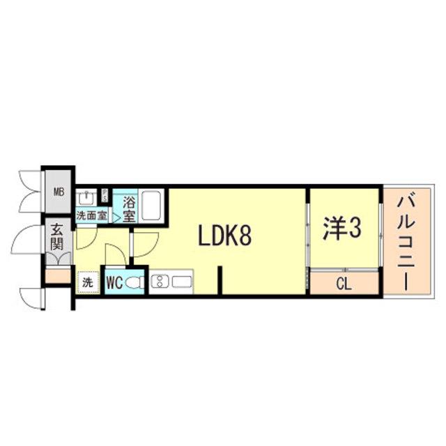 プレサンス神戸須佐野ハーバル(1LDK/6階)の間取り写真