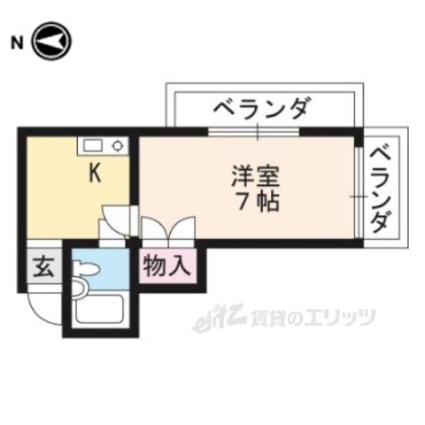 ペガサスハイツ(1K/3階)の間取り写真