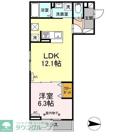 ヴィルソレイユ西荻I・II II(1LDK/1階)の間取り写真