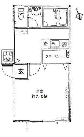 FLAT-K(1K/1階)の間取り写真