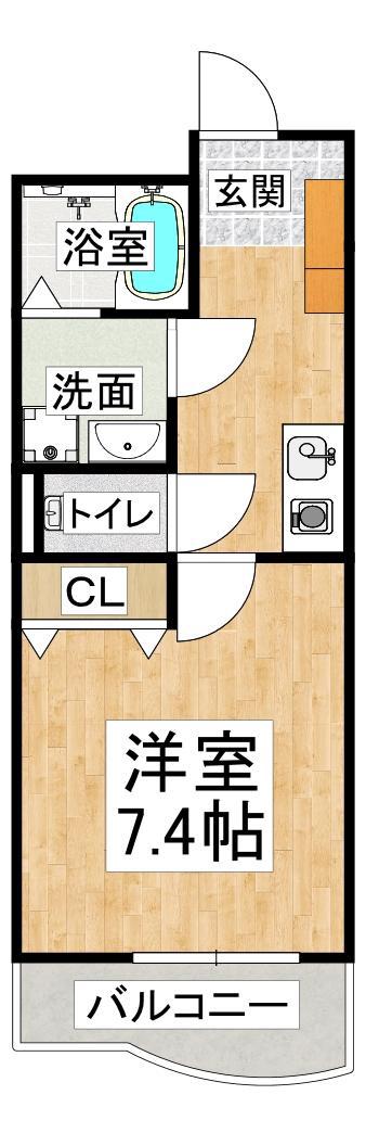 神戸アスタカレッジハイツ(1K/4階)の間取り写真