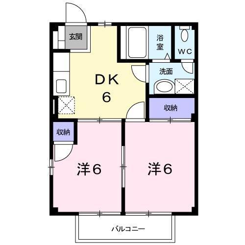 ソレーユ大在(2DK/1階)の間取り写真