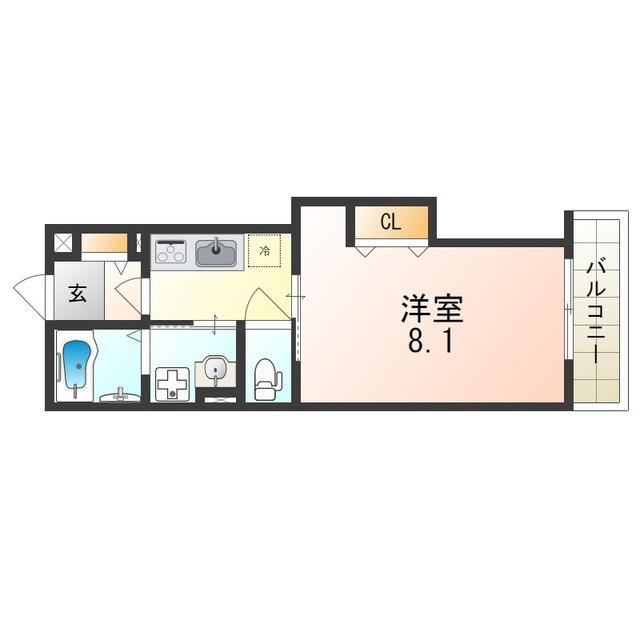 クリエオーレ近江堂(1K/3階)の間取り写真