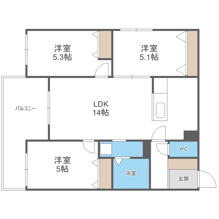 メニーズコート栄南プレミア(3LDK/3階)の間取り写真
