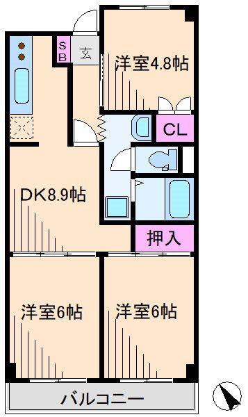 コーポラストマト(3DK/4階)の間取り写真
