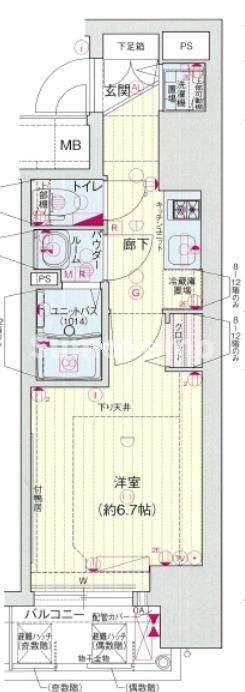 プレサンス松屋町駅前(1K/6階)の間取り写真