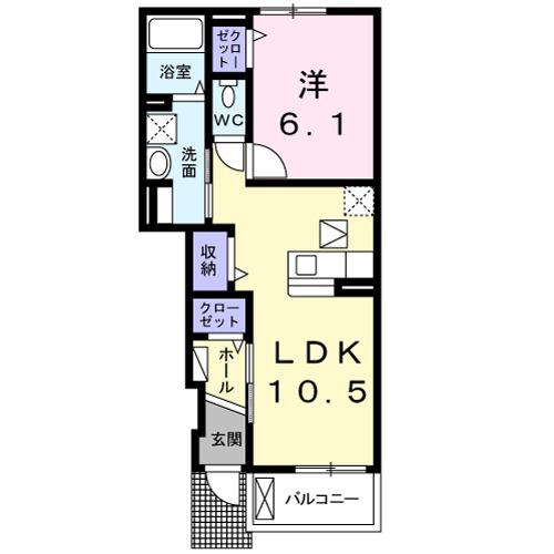 メゾン ド さちB(1LDK/1階)の間取り写真