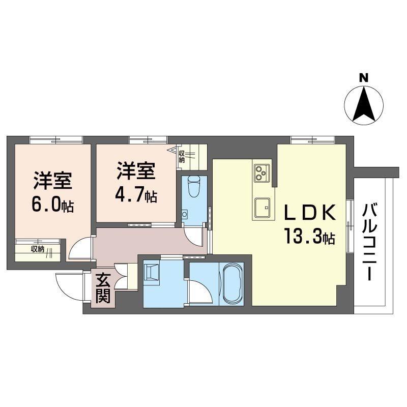 ベルクール(2LDK/2階)の間取り写真