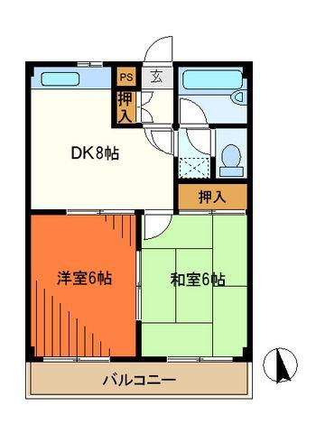 キャッスル聖蹟桜ヶ丘(2DK/1階)の間取り写真