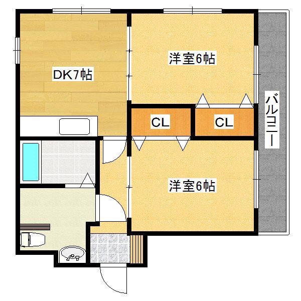 パークハイム21(2DK/2階)の間取り写真