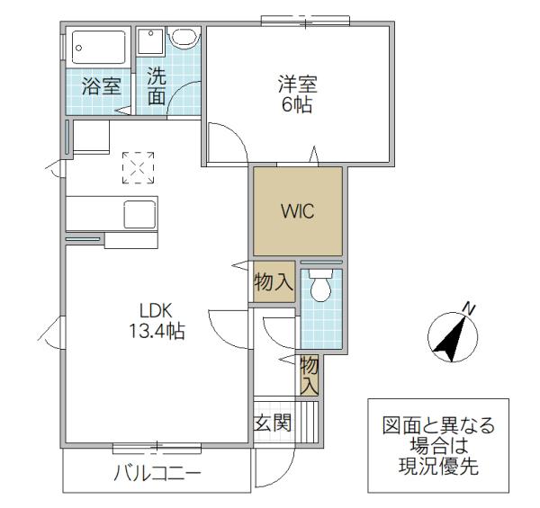 ヴァレンティーナB(1LDK/1階)の間取り写真