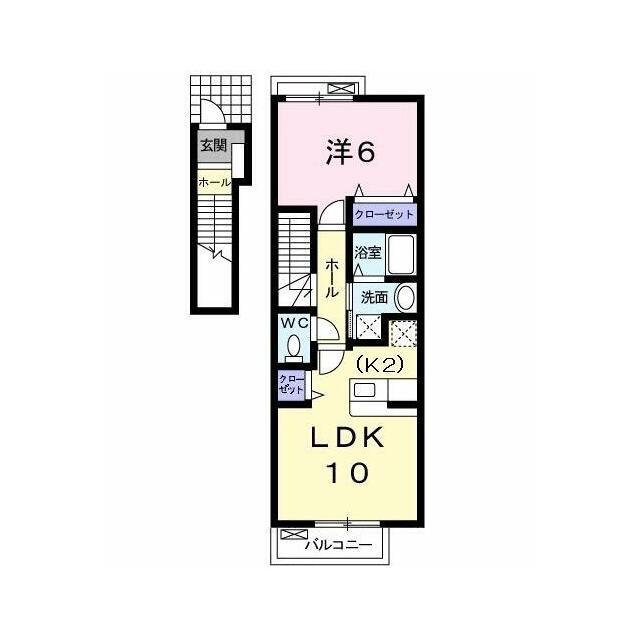 ラフレシール富士見(1LDK/2階)の間取り写真