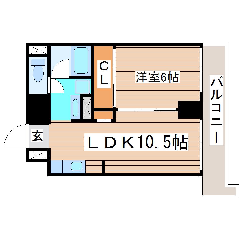 平和マンション北仙台(1LDK/3階)の間取り写真