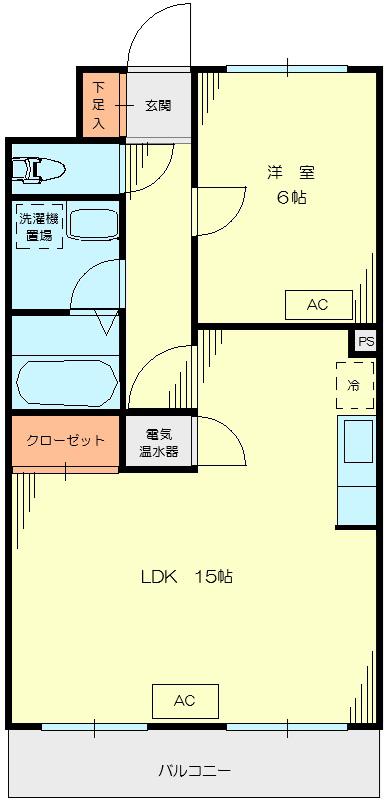 サンライズたけやま(1LDK/6階)の間取り写真