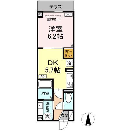 ルリアン北小岩III(1DK/1階)の間取り写真
