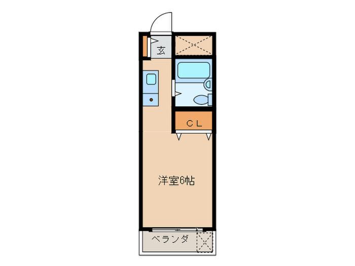 月見山ヒルズ(ワンルーム/2階)の間取り写真