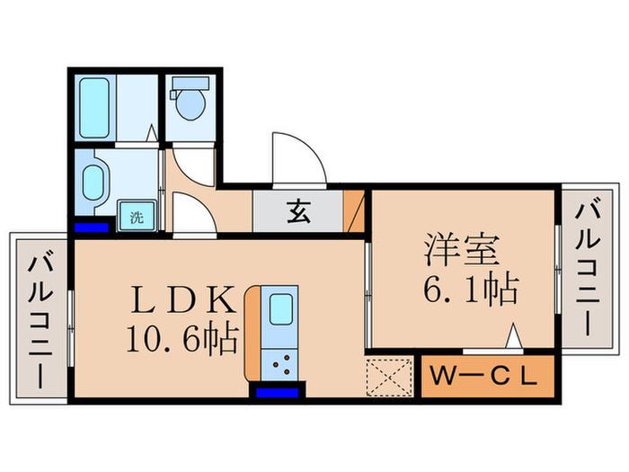 グランスタ花山(1LDK/1階)の間取り写真