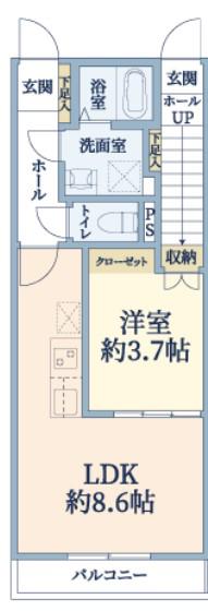 リヴェール八乙女II(1LDK/1階)の間取り写真