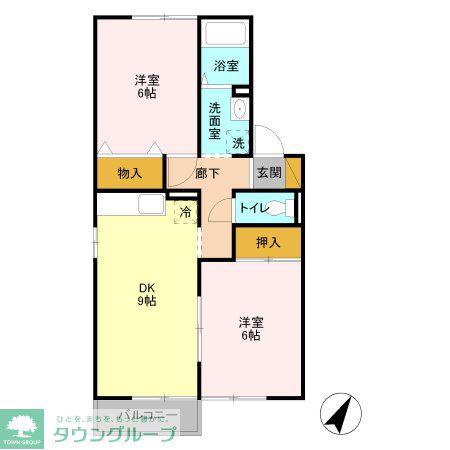 セジュール八千代A(2DK/1階)の間取り写真