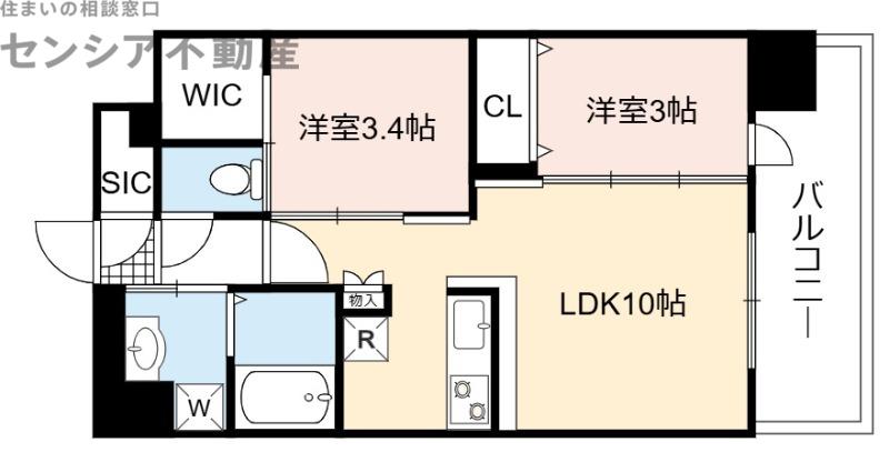コンフォリア・リヴ京橋(2LDK/2階)の間取り写真