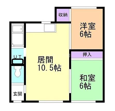 ハイツ暑寒(2DK/1階)の間取り写真
