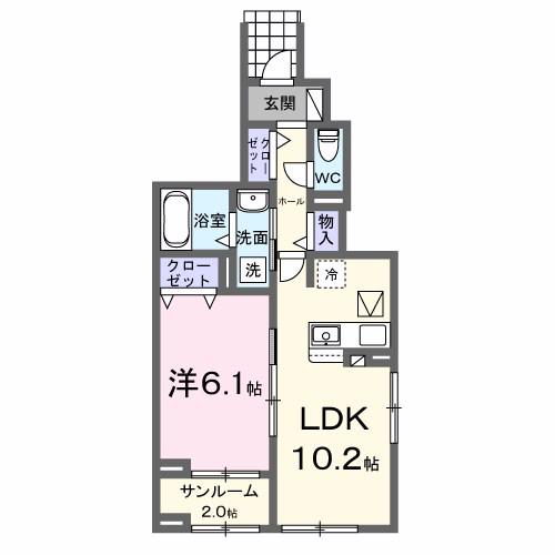 パラッツオ ビアンカ(1LDK/1階)の間取り写真