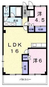 ガーデンコート大喜(2LDK/3階)の間取り写真