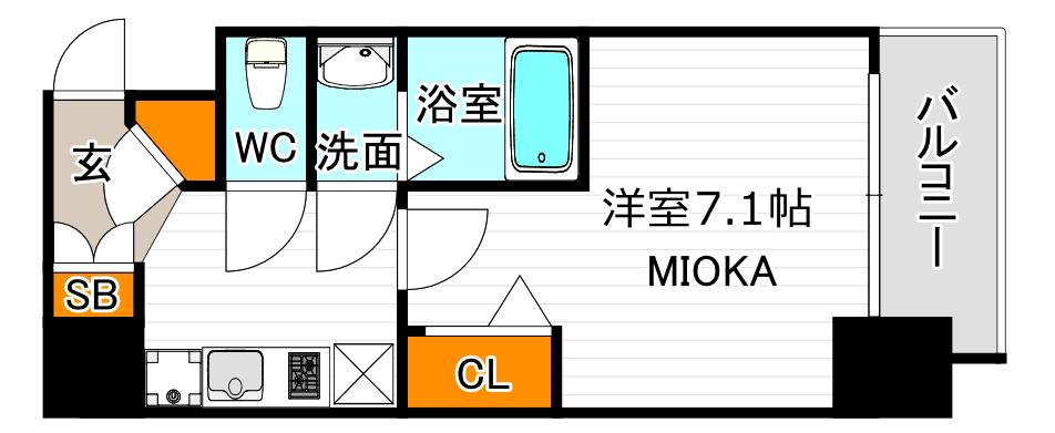 ラリベルタ阿倍野(1K/8階)の間取り写真