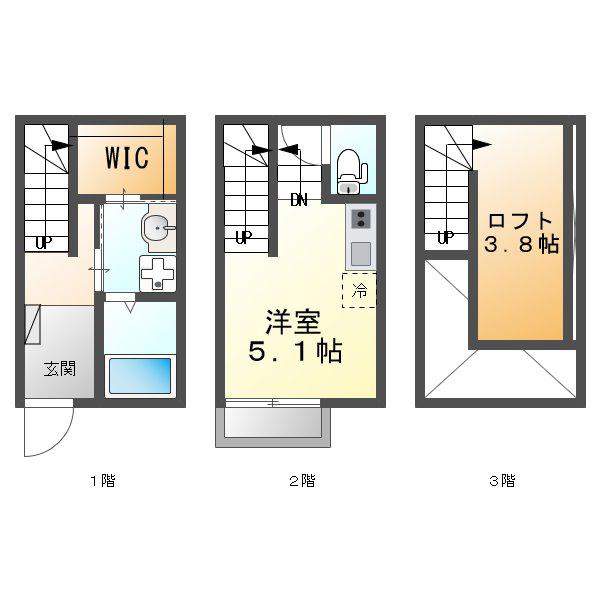 ALAISE高畑B(1K/1階)の間取り写真