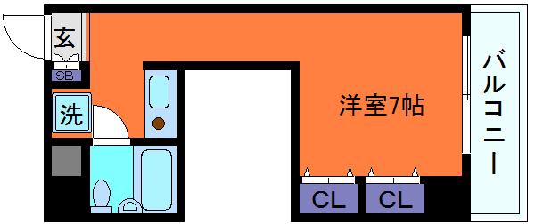 グローバルビレッジ御影(1K/2階)の間取り写真