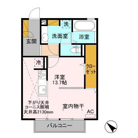 ラフィナス(ワンルーム/2階)の間取り写真