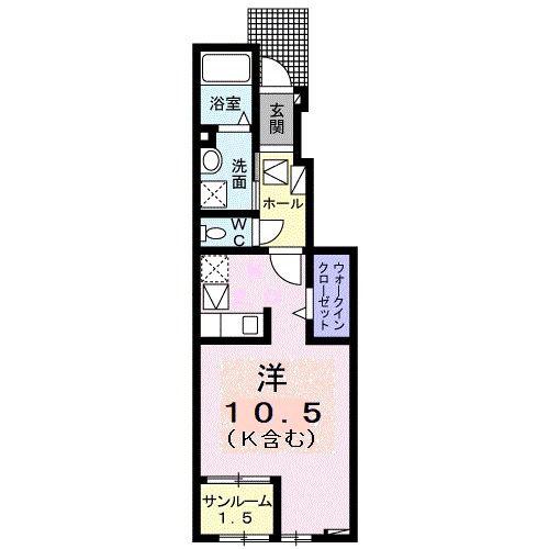 エスペランサ I(ワンルーム/1階)の間取り写真
