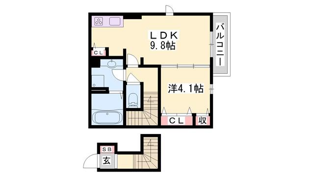 ラ・ペルーズ緑ヶ丘(1LDK/2階)の間取り写真