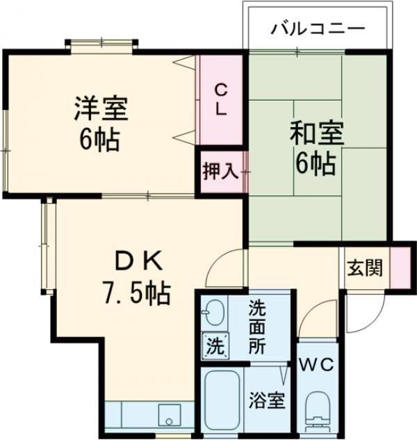 FELIS(2DK/1階)の間取り写真