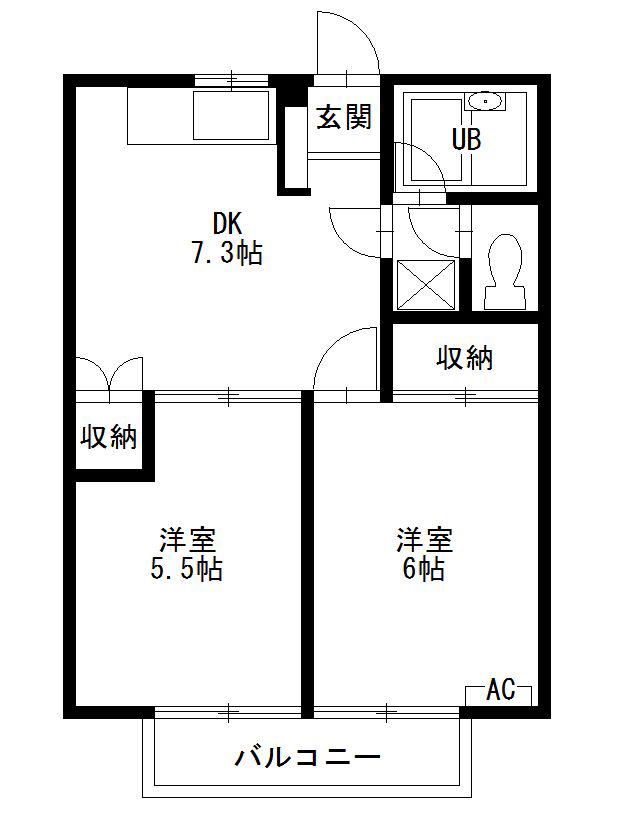 カーサー光(2DK/1階)の間取り写真