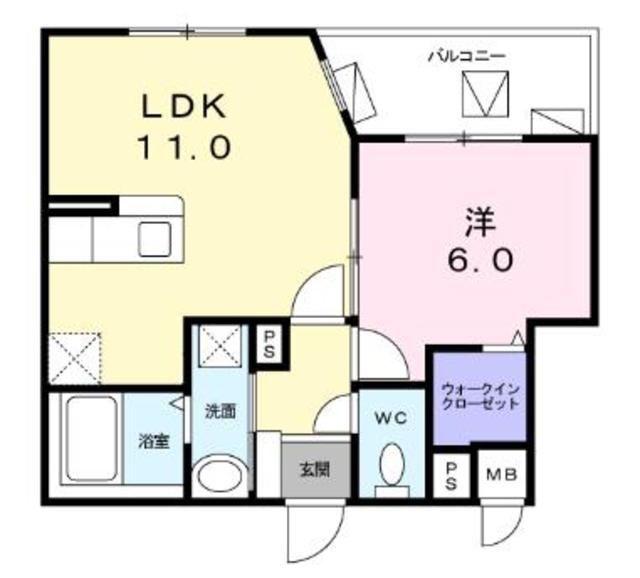 ル・クラージュ(1LDK/2階)の間取り写真