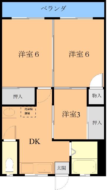 ヤママス6号(3K/2階)の間取り写真