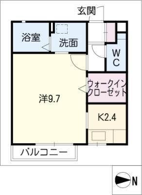 ルミエールK(1K/2階)の間取り写真