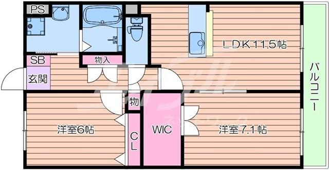 ヴェルデュール・カー(2LDK/4階)の間取り写真